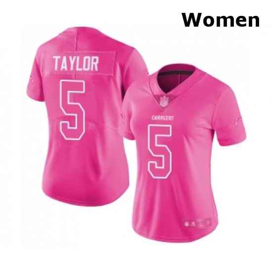 Womens Los Angeles Chargers 5 Tyrod Taylor Limited Pink Rush Fashion Football Jersey